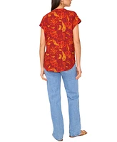 Vince Camuto Women's Printed V-Neck Placket Blouse