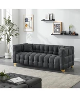 80 inches long, 21.7 inches deep, American body structure, technology fabric sofa, 3 seats waterproof and stain-proof, Black anti-cat paw sofa