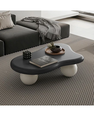 40 Inch Cloud Shaped Coffee Table with 3 Ball Legs for Living Room