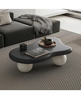 40 Inch Cloud Shaped Coffee Table with 3 Ball Legs for Living Room