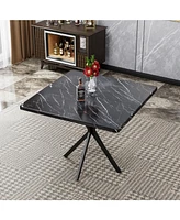 Mid-Century Modern Square Dining Table for 4-6
