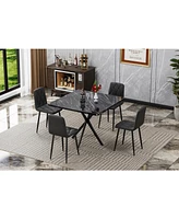 Mid-Century Modern Square Dining Table for 4-6