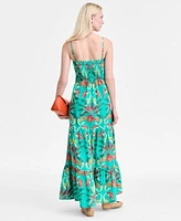 I.N.C. International Concepts Womens Floral Print Smocked Back Tiered Maxi Dress Avahh Sculpted Clutch Abron Pointed Dorsay Flats Exclusively At Macys