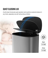 13 Gallon 50L Kitchen Foot Pedal Operated Soft Close Trash Can - Stainless Steel Ellipse Bustbin