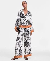 I.N.C. International Concepts Womens Peplum Top High Rise Wide Leg Pants Exclusively At Macys