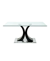 Elegant Glass Dining Table with Grey Chairs (Set of 7