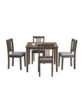 Mid-Century Modern Dining Set: Table and 4 Upholstered Chairs
