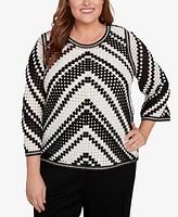 Alfred Dunner Plus Crochet Bell Sleeve Top