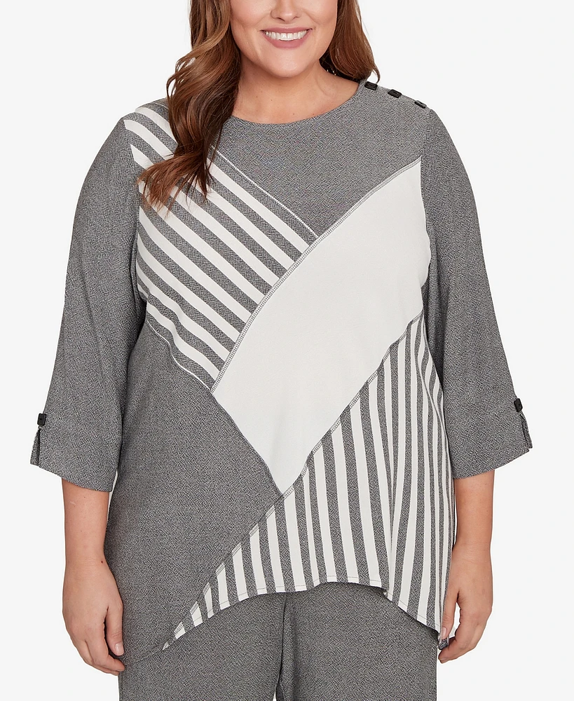 Alfred Dunner Plus Diagonal Stripe Top