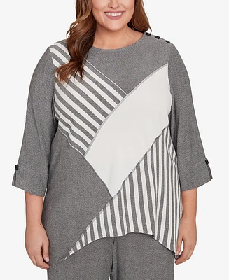 Alfred Dunner Plus Diagonal Stripe Top