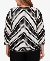 Alfred Dunner Plus Crochet Bell Sleeve Top
