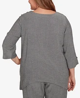 Alfred Dunner Plus Diagonal Stripe Top