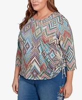 Alfred Dunner Plus Ikat Diamond Top