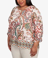 Alfred Dunner Plus Scroll Border Top