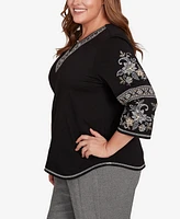Alfred Dunner Plus Beaded Embroidered Top