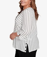 Alfred Dunner Plus Textured Stripe Top