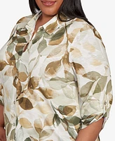 Alfred Dunner Plus Leaf Button Top