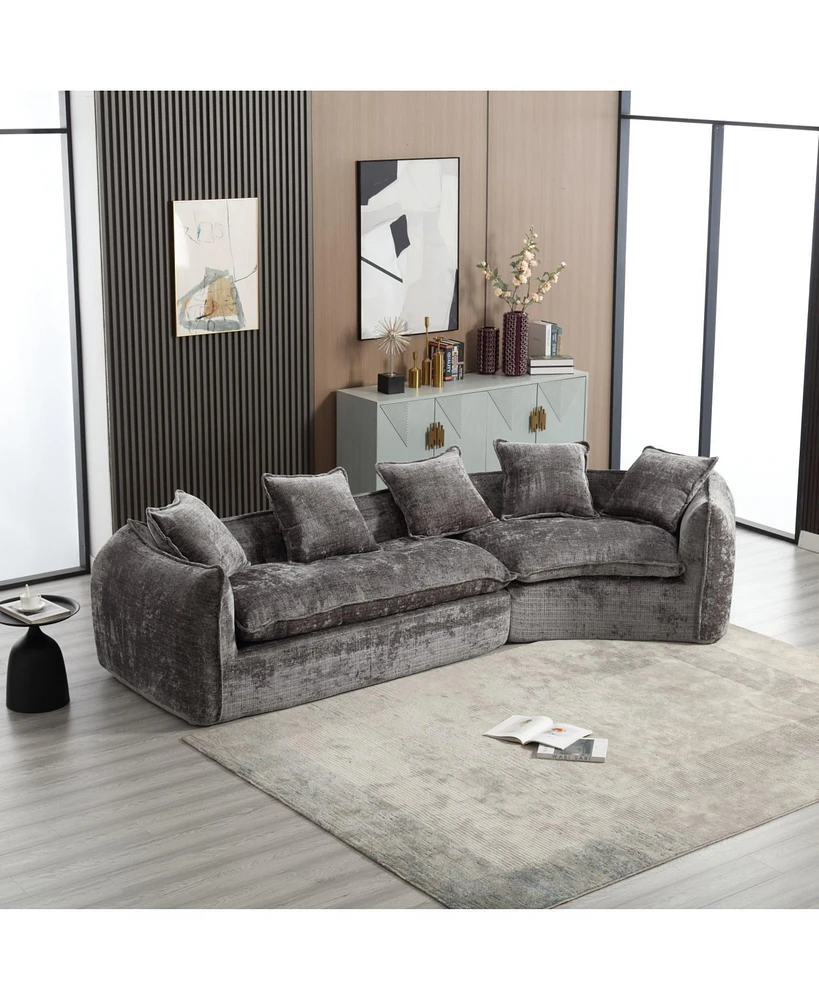 Modular Sectional Sofa, U-Shaped Couch with Sofa for five & Pillows, Modern Minimalist chenille Fabric Large Comfy Cloud Sofas, Living Room Furniture