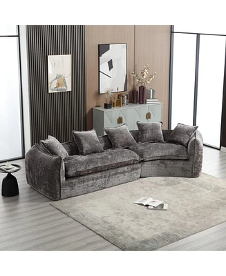 Modular Sectional Sofa, U-Shaped Couch with Sofa for five & Pillows, Modern Minimalist chenille Fabric Large Comfy Cloud Sofas, Living Room Furniture