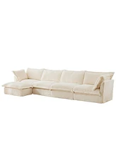 L-Shape Corner Sectional Sofa with Armrests, Deep Seat and Pillows