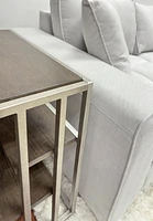 Metal Frame Wood Living Room Chairside Table with Shelf