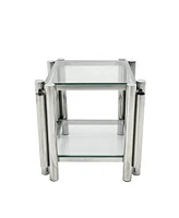 Modern 3-Piece Stainless Steel Coffee Table Set with Clear Glass Tops