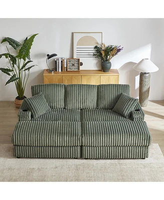 Comfy 3-Seater Corduroy Sofa with Storage Spaces