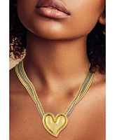 Rachel Zoe Two Tone Statement Heart Collar Necklace
