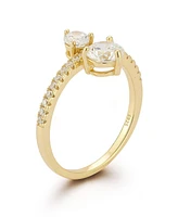Rachel Zoe 14K Gold Plated Sterling Silver Two Stone Ring