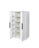 62.99in Kitchen Pantry Cabinet, White Freestanding Buffet Cupboards Sideboard with Doors & Shelves, Kitchen Pantry Storage Cabinet for Kitchen, Living