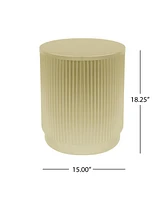 Golden Round Side Table With Vertical Stripes