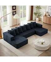 Chenille U-Shaped Sectional Sofa Set,Minimalist Style Modular Sectional Sofa