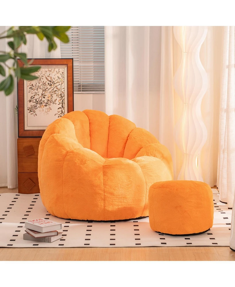 Giant Faux Fur Bean Bag Chair with Filler for Kids and Adults