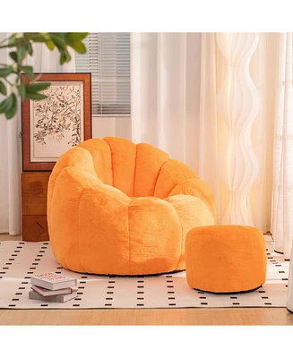 Giant Faux Fur Bean Bag Chair with Filler for Kids and Adults