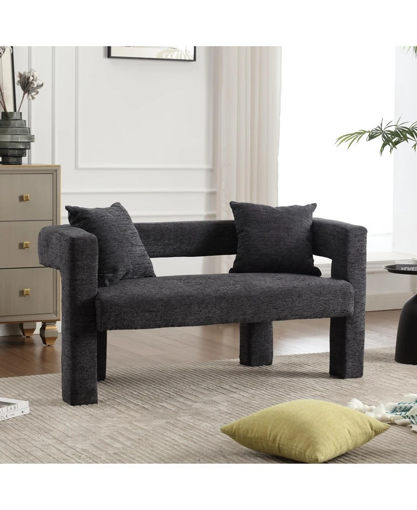 Modern Comfy 2-Seater Chenille Loveseat (Carbon Black)