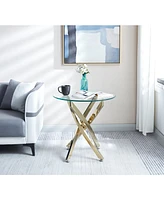 Modern Round Tempered Glass End Table With Chrome Legs