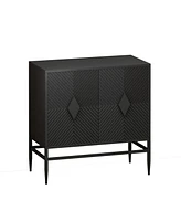 31.50" Modern 2 Door Wooden Storage Cabinet Accent Cabinet with Metal Leg Featuring Two-tier Storage, for Living Room, Entryway and Dining Room,