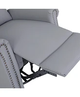 360 Degree Swivel Upholstered Manual Recliner With Nailhead Trims For LIving Room, Grey