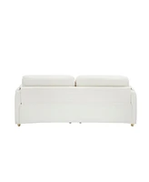 79.50 inches long, Teddy Cotton Linen Sofa Fabric, with metal conical long legs, metal strip matching, stylish and simple-Beige