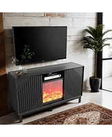 Mid-Century Modern Tv Stand with 18" Electric Fireplace
