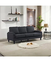 3-Seat Dark Grey Knockdown Sofa with Ottoman and Storage