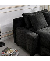 Modern Luxury Sofa Couch for Living Room Quality Chenille Upholstery Sleeper Sofa Bed Daybed Black Chenille