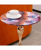 Mermaid Tail Coffee Table, Metal Pedestal Table, Accent Table for Small Spaces