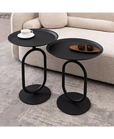 Metal End Table, Round Side Table, Small Coffee Table for Living Room