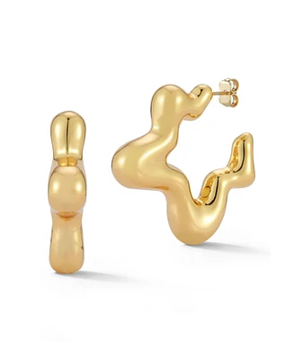 Rachel Zoe Gold Plated Puffed Star Hoop Earrings