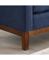 Elegant Boucle Upholstered Bench with Pillows