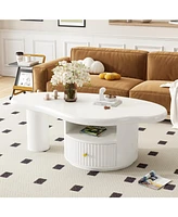 Cloud Coffee Table w/ Drawer & Shelf