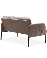 Beige L-Shaped loveseat sofa with ottoman for small spaces