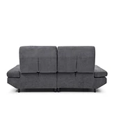 Convertible Sleeper Sofa Bed: Adjustable Futon Sofa with Chenille Upholstery (Grey)
