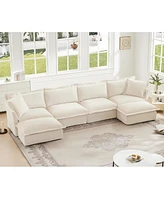 Slipcovered U-Shape Sectional Sofa: Wide, Deep, & Cozy